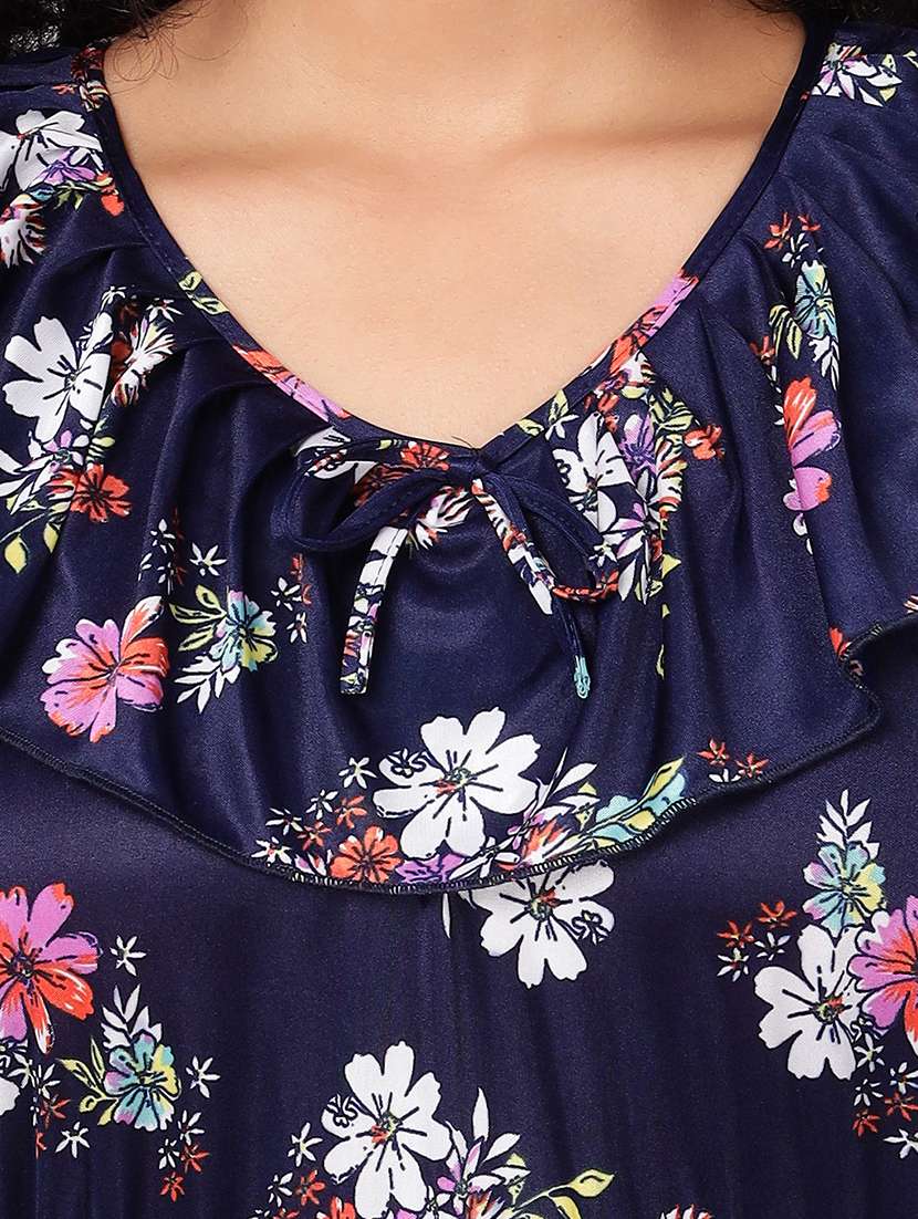 women floral print short sleeve nighty - 22002954 -  Standard Image - 5