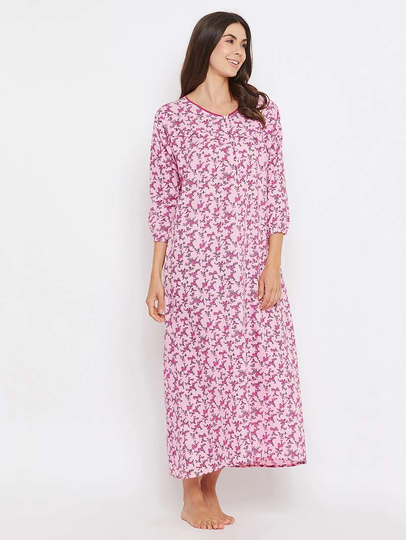 women floral print maternity wear nighty