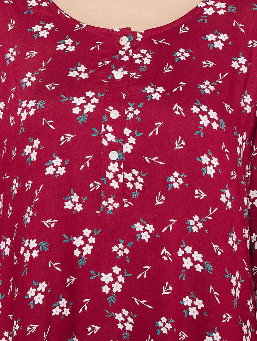 women floral print round neck tiered nighty - 22002956 - Standard Image - 5