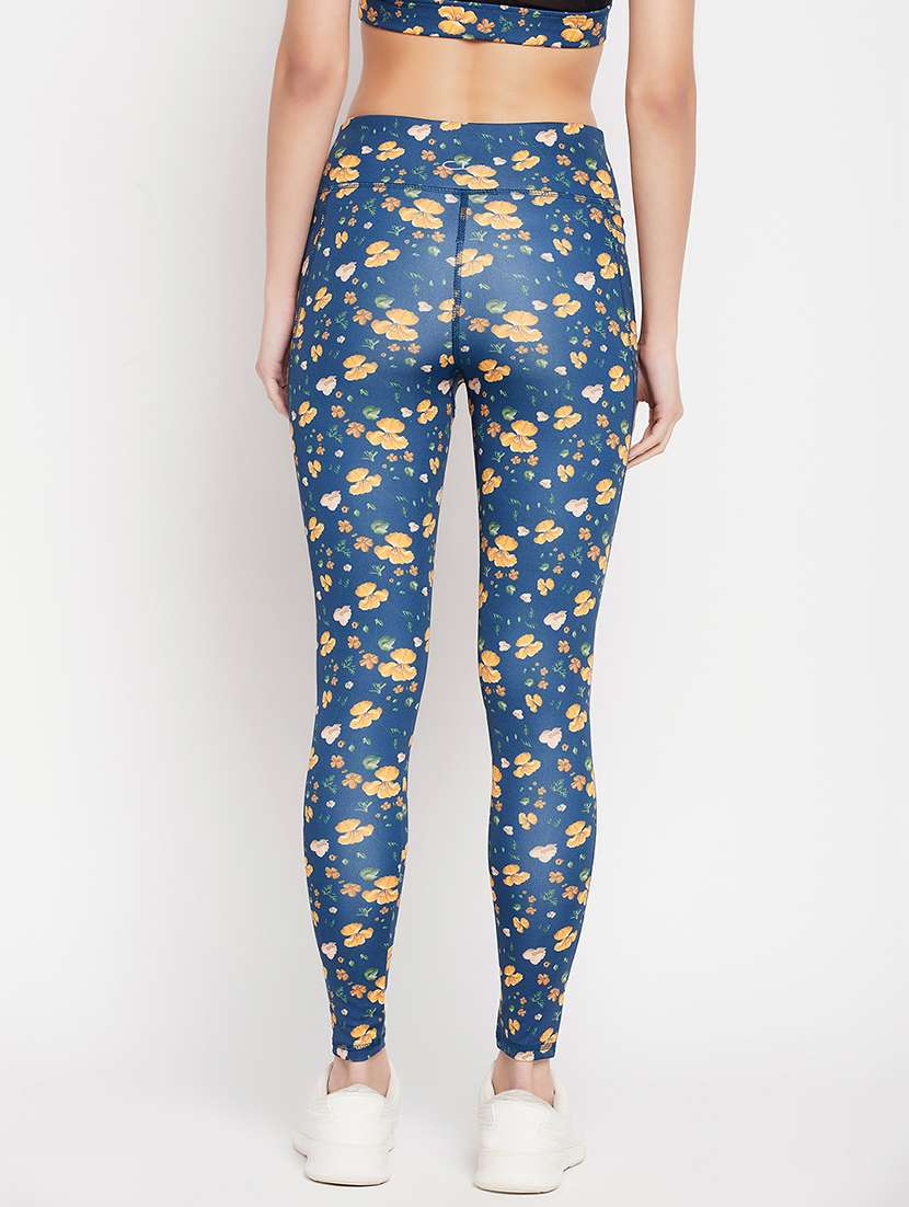women floral print high rise gym tight - 22002959 - Standard Image - 3