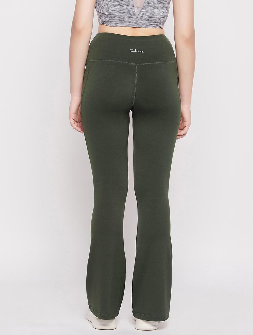 women solid high rise bootcut gym tights - 22002973 - Standard Image - 3