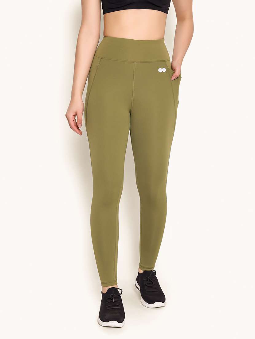 women solid high rise gym tights - 22002975 -  Zoom Image - 0