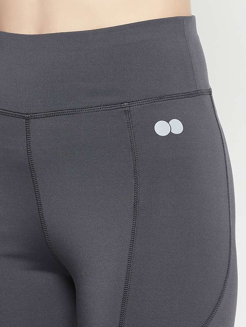 women solid high rise gym tights - 22002976 - Standard Image - 5
