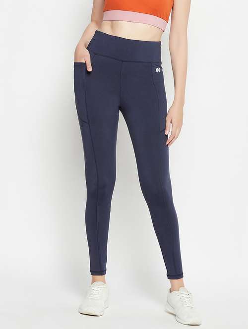 women solid high rise gym tights - 22002977 -  Standard Image - 0