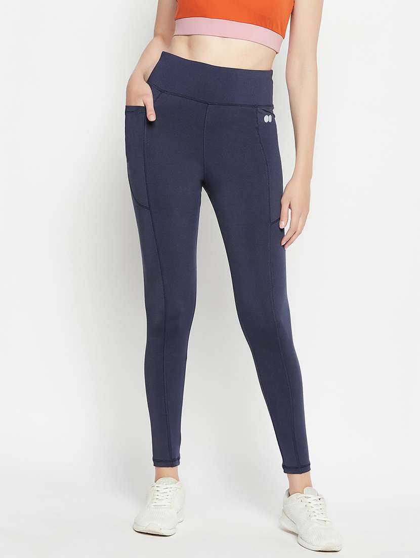 women solid high rise gym tights - 22002977 -  Zoom Image - 0