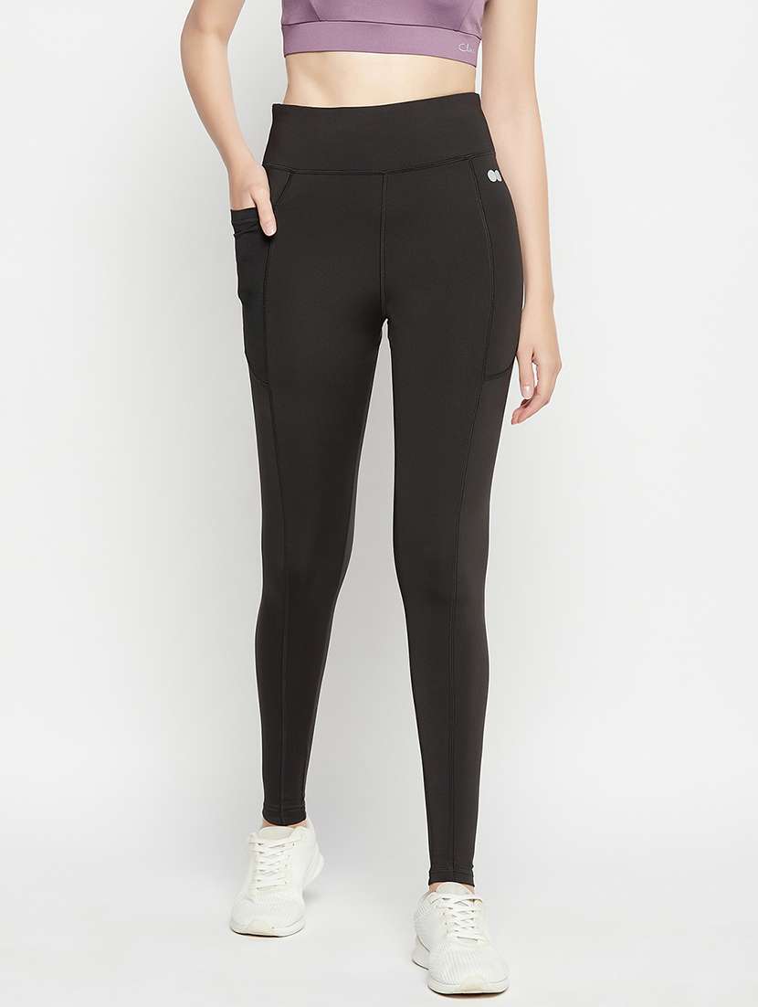 women solid high rise gym tights - 22002979 -  Zoom Image - 0