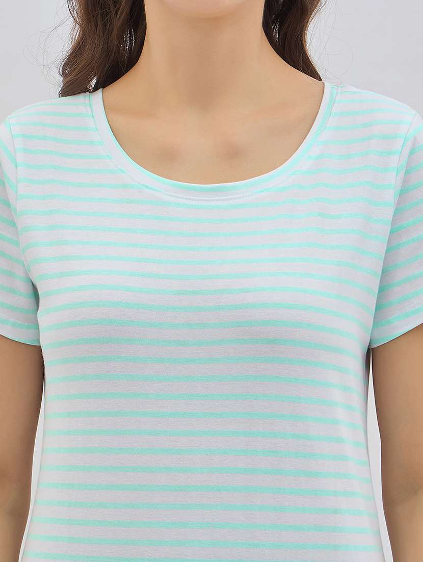 women striped short sleeve regular fit t-shirt - 22003003 - Standard Image - 5