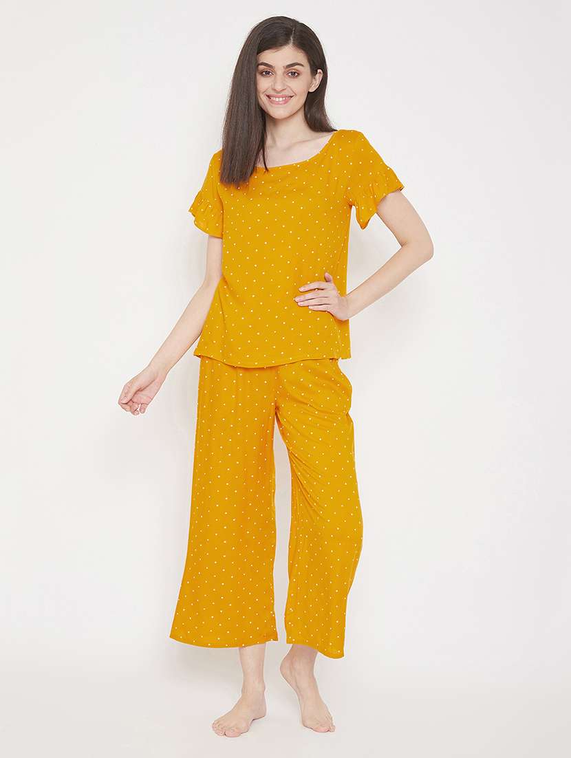 women polka doted nightwear pyjama set