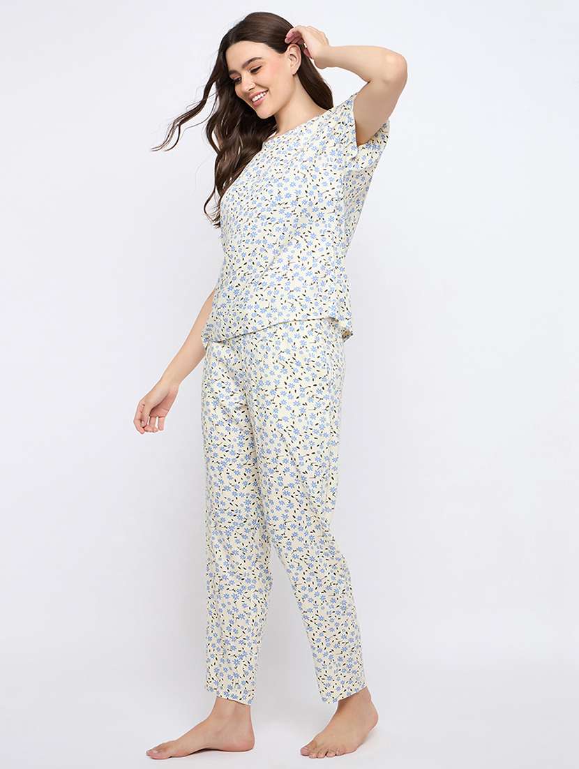 women printed short sleeve nightwear pyjama set - 22003129 -  Standard Image - 3