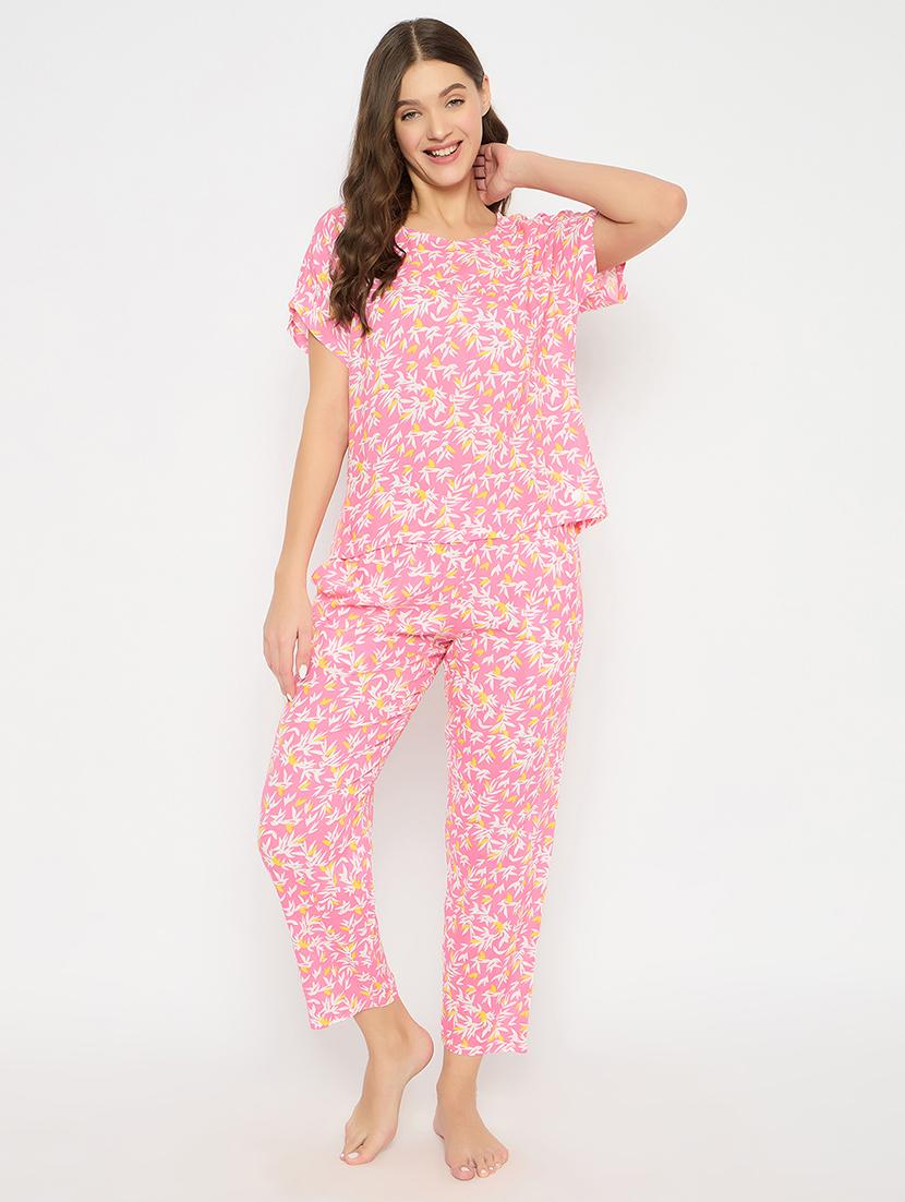 women printed short sleeve nightwear pyjama set - 22003130 -  Zoom Image - 0