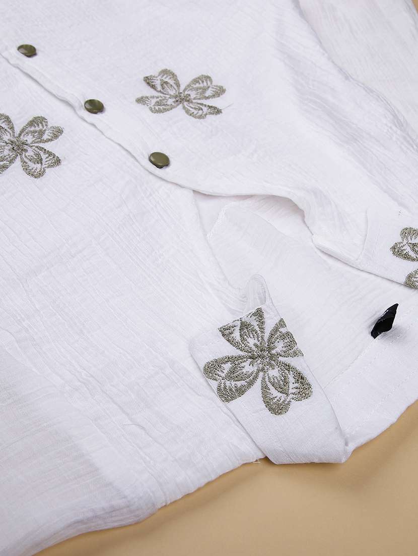 girls solid with work three quarter sleeve top - 22003160 -  Standard Image - 3