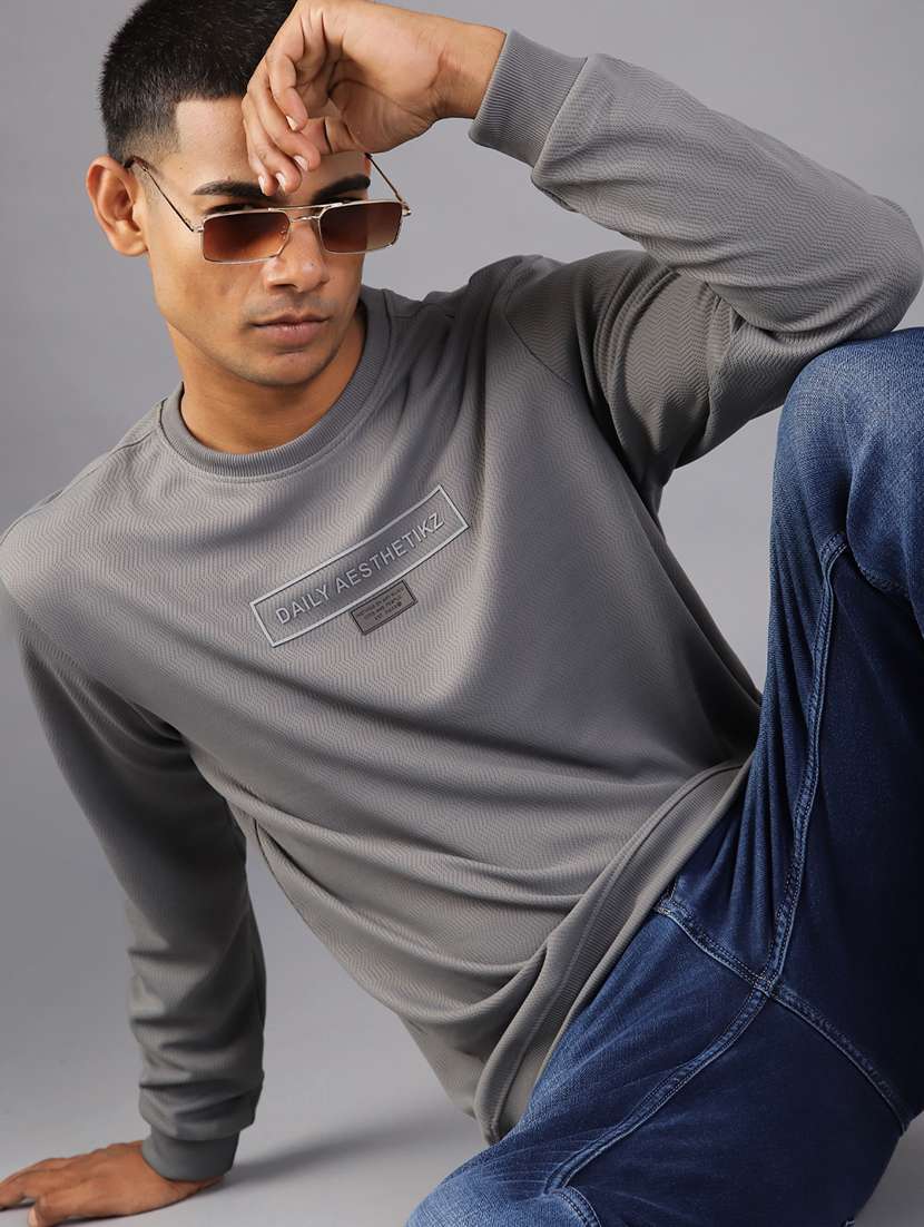 men chest print long sleeve regular fit sweatshirt