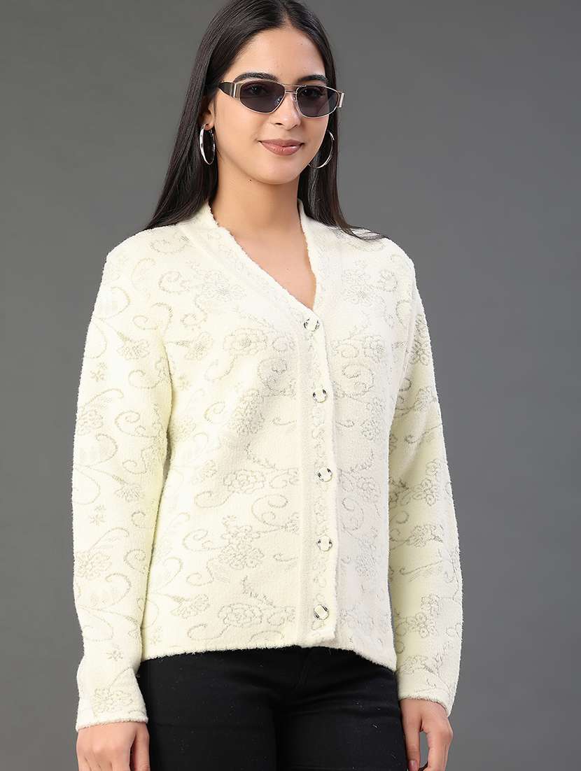 women self designed long sleeve cardigan