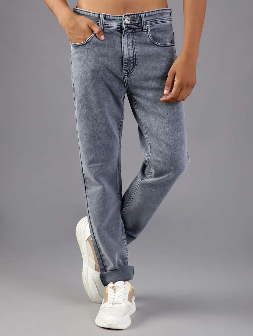 men plain mid rise full length jean