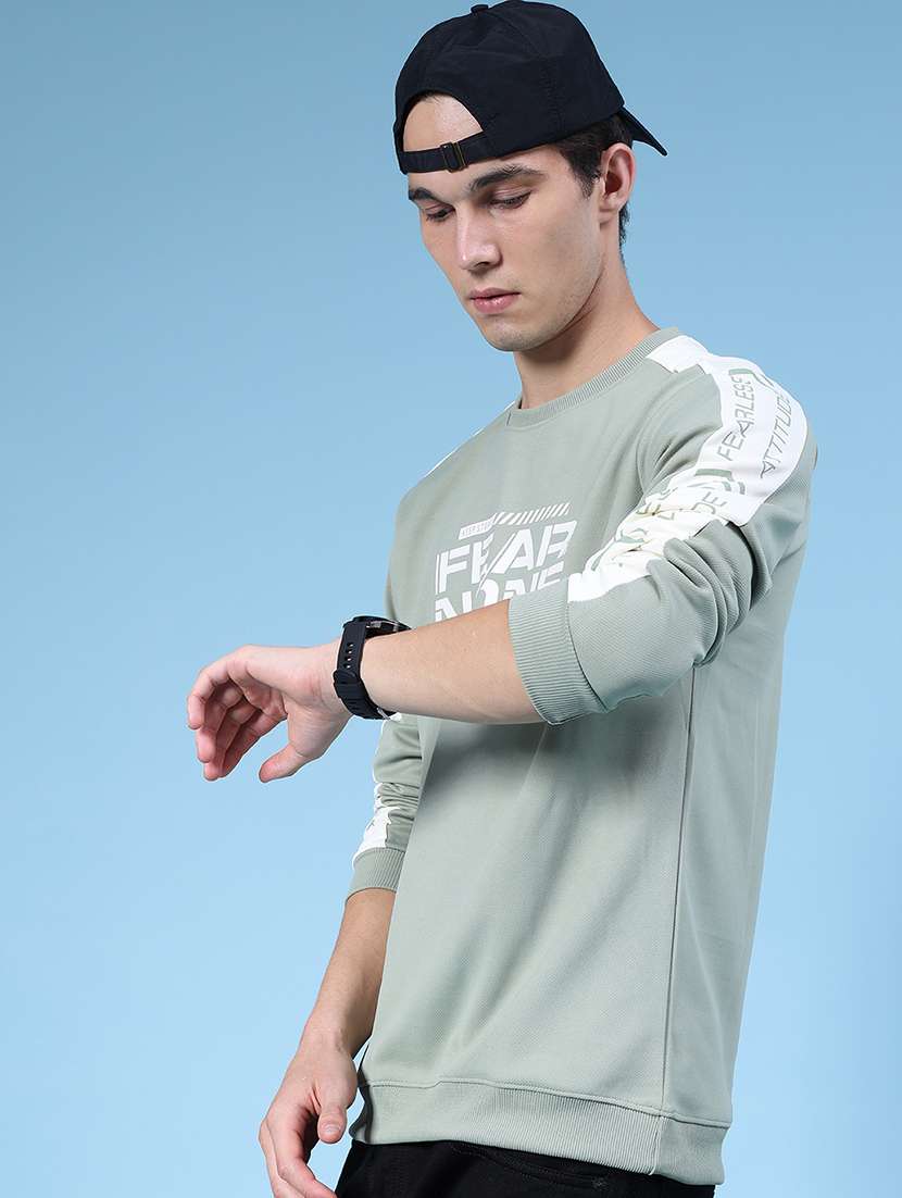 men chest print long sleeve regualr fit sweatshirt