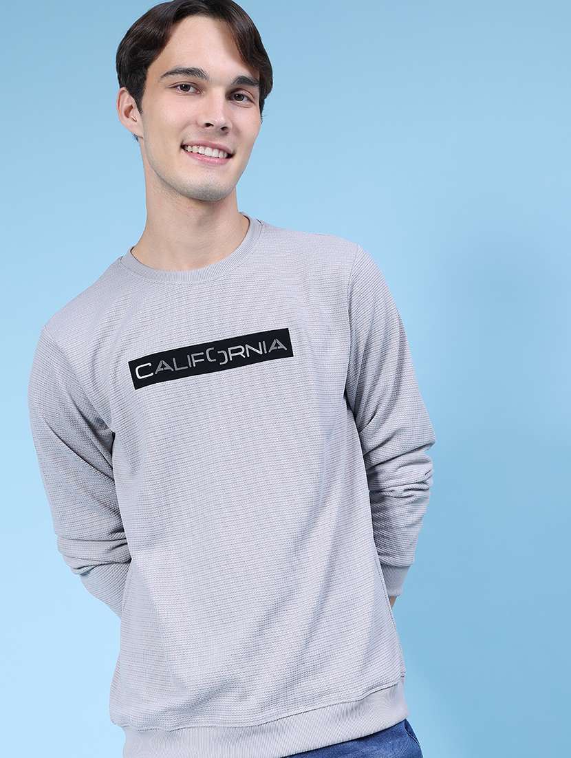 men chest print long sleeve regualr fit sweatshirt