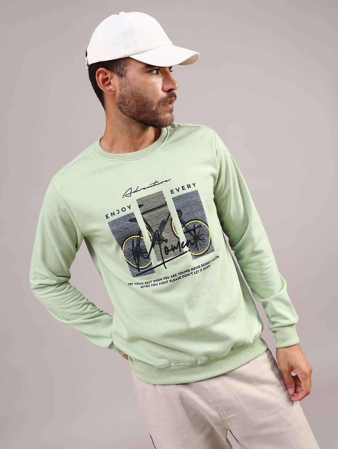 men printed long sleeve regular fit sweatshirt