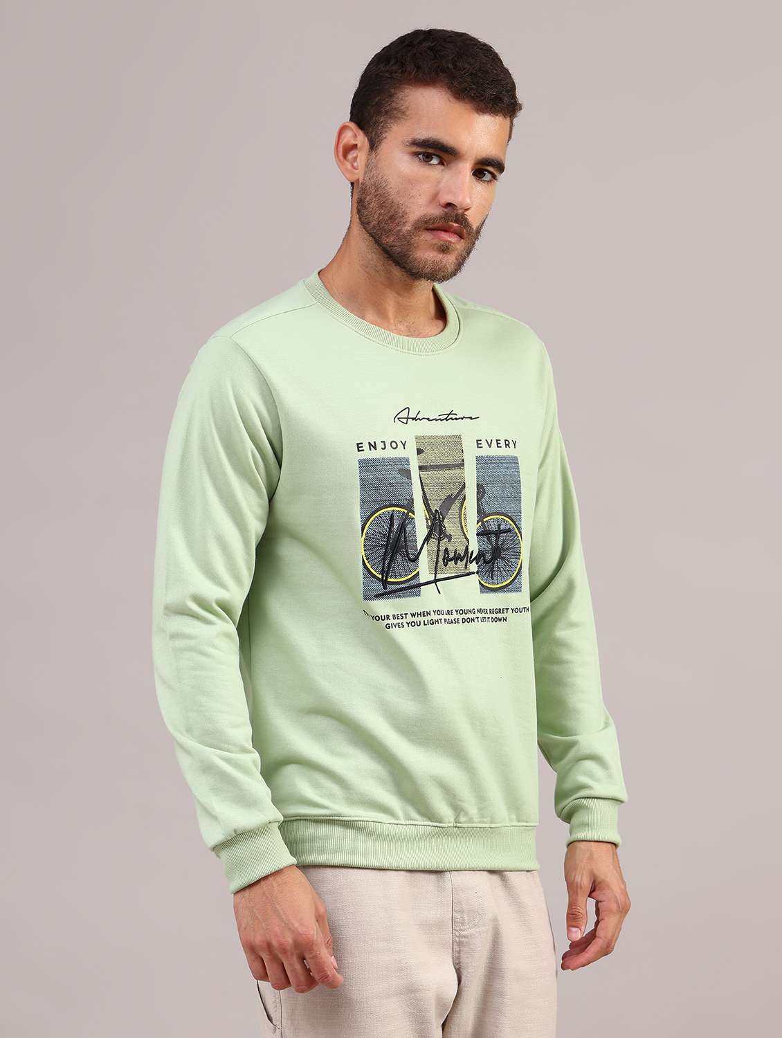 men printed long sleeve regular fit sweatshirt - 22003319 -  Standard Image - 3