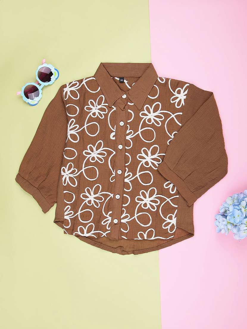 girls solid with work three quarter sleeve top