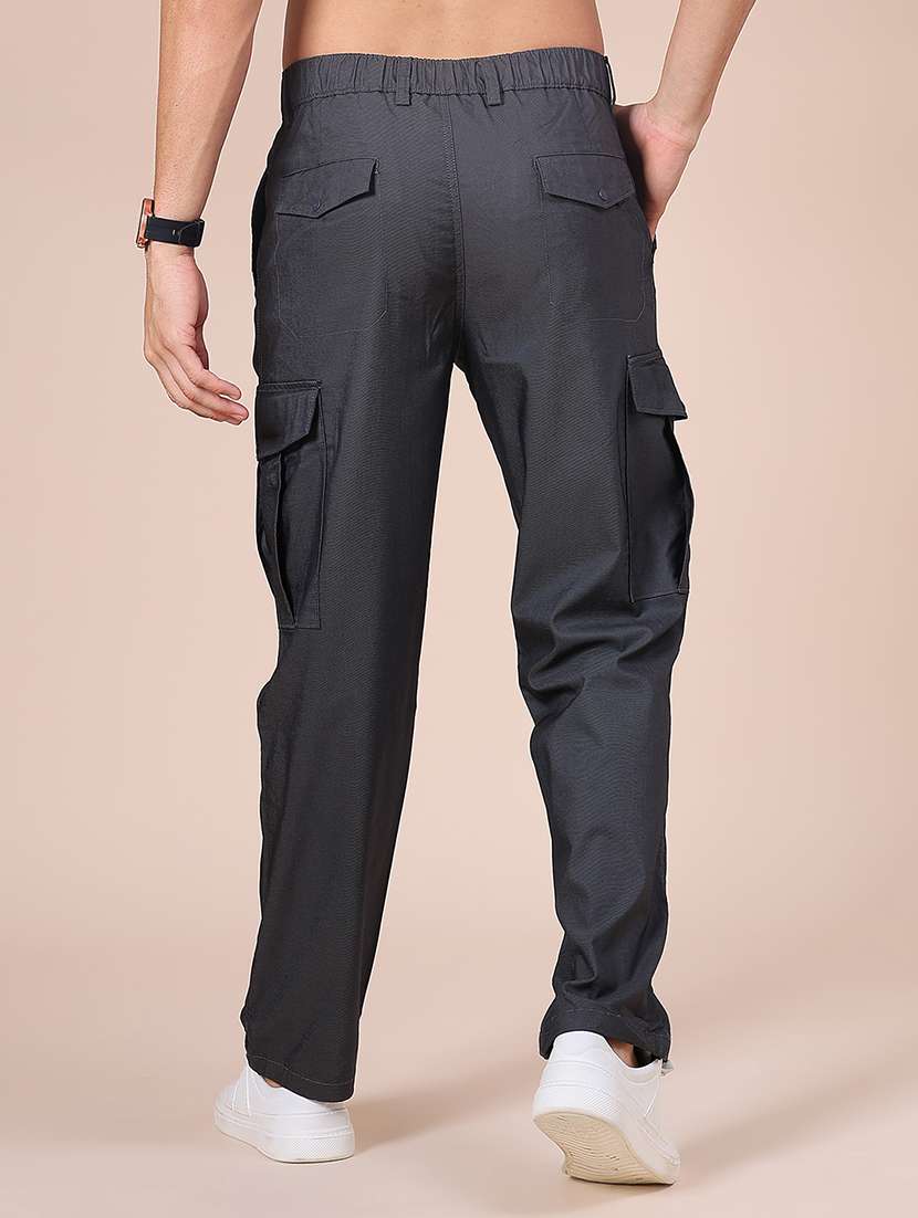 men solid mid rise regular fit cargo  - 22003395 -  Standard Image - 3