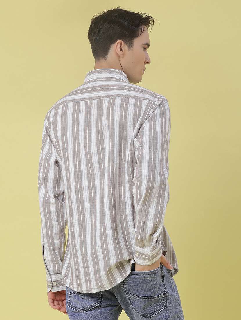 men striped long sleeve regular fit casual shirt - 22003577 -  Standard Image - 3