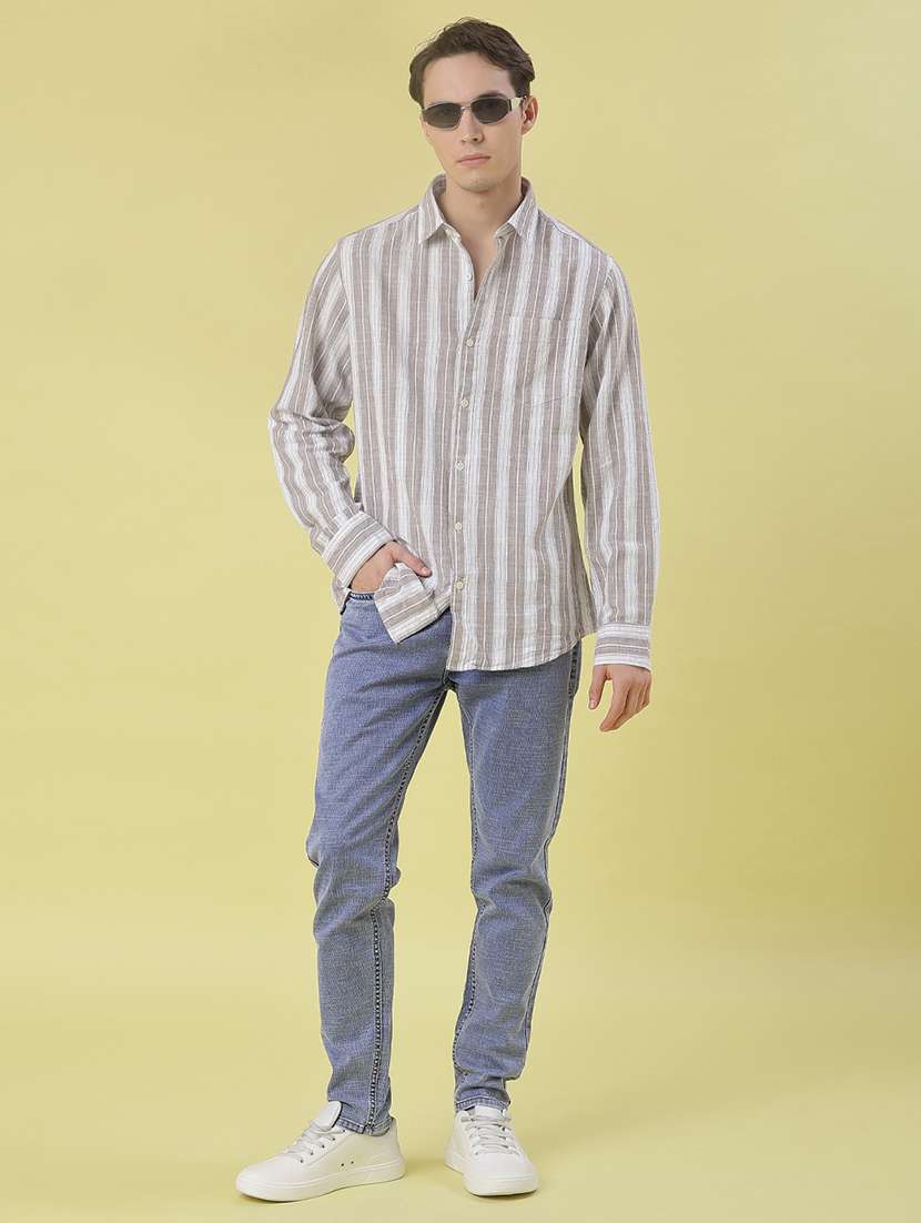 men striped long sleeve regular fit casual shirt - 22003577 -  Standard Image - 5