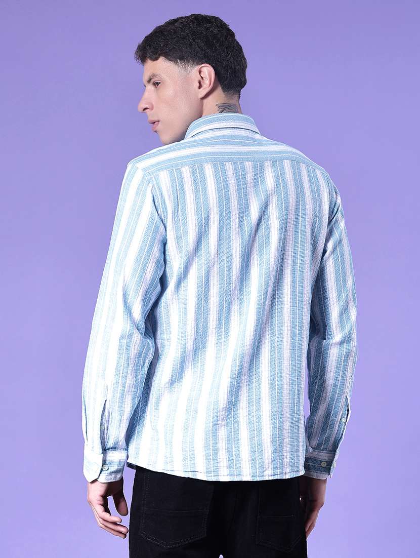 men striped long sleeve regular fit casual shirt - 22003578 -  Standard Image - 3