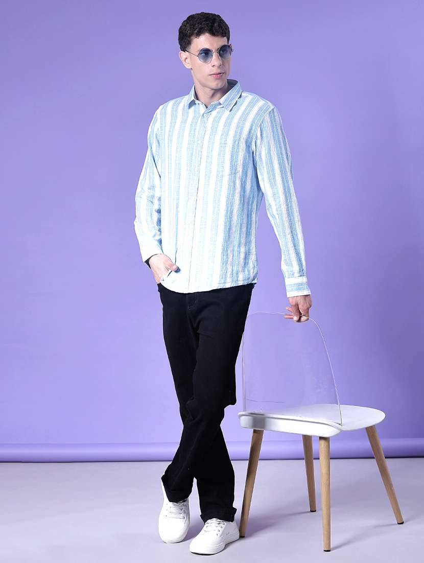 men striped long sleeve regular fit casual shirt - 22003578 -  Standard Image - 5