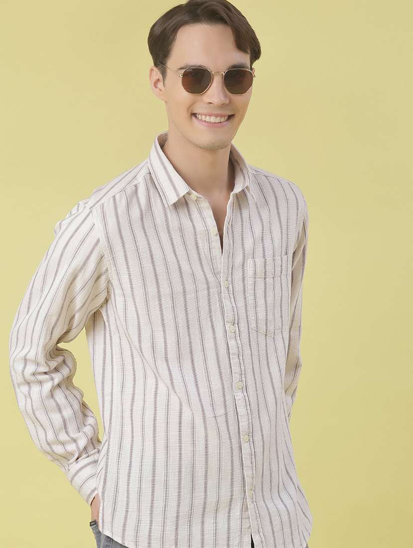 men striped long sleeve regular fit casual shirt - 22003581 - Zoom Image - 0