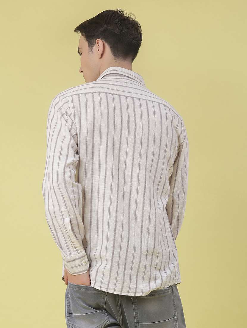 men striped long sleeve regular fit casual shirt - 22003581 - Standard Image - 3