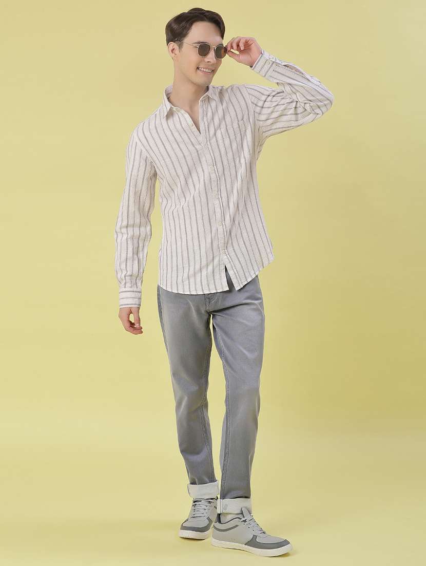 men striped long sleeve regular fit casual shirt - 22003581 - Standard Image - 5