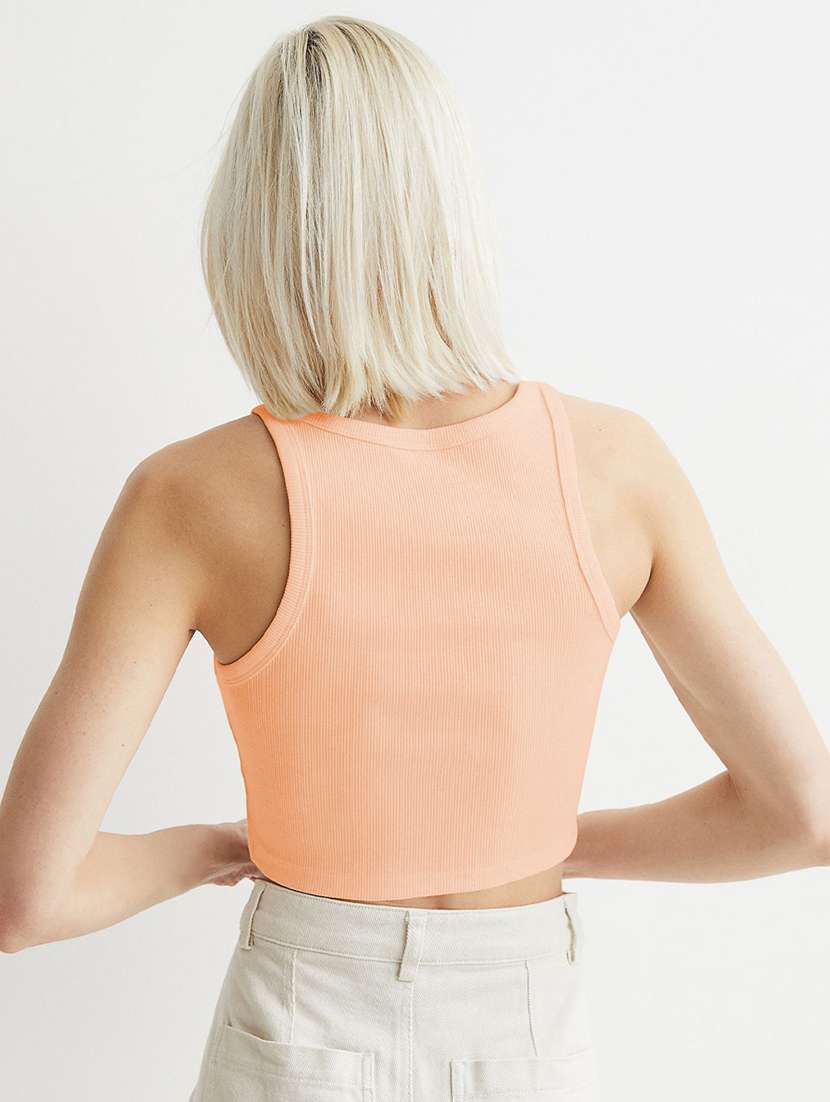 women solid sleeveless tank crop top - 22003645 -  Standard Image - 3