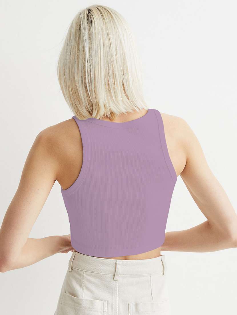 women solid sleeveless tank crop top - 22003648 -  Standard Image - 3