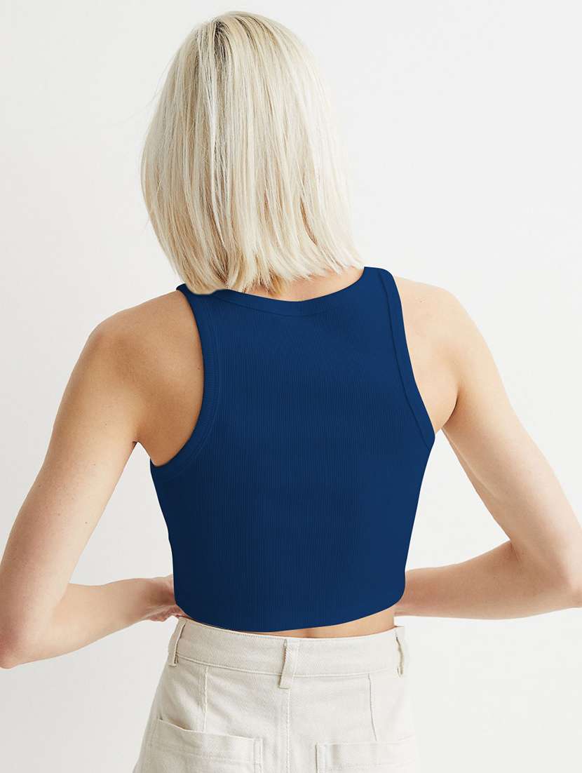 women solid sleeveless tank crop top - 22003650 -  Standard Image - 3