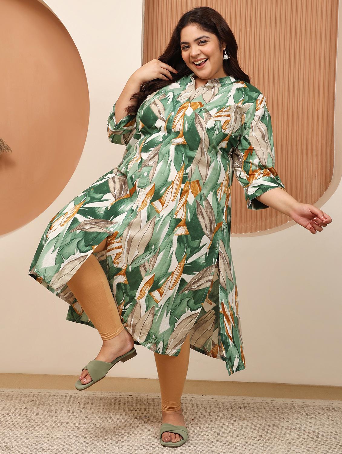 women plus size printed three quarter sleeve a-line kurta - 22003763 - Standard Image - 3