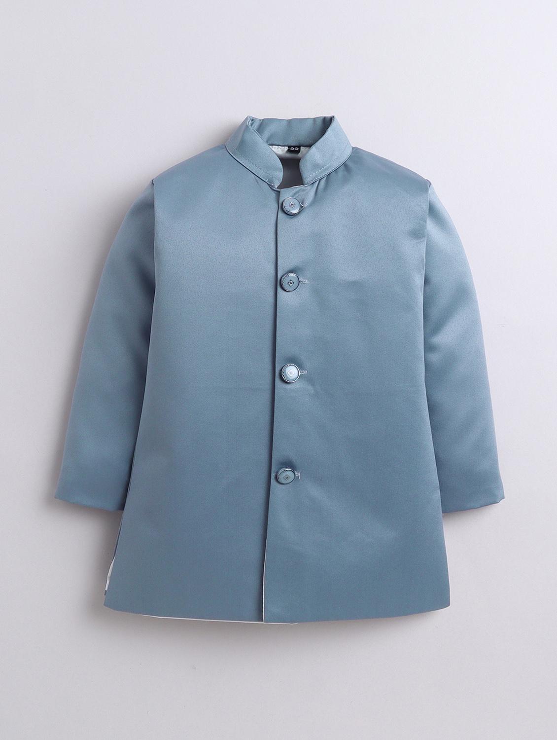 boys kurta and trouser with embroidered nehru jacket - 22003801 - Standard Image - 3