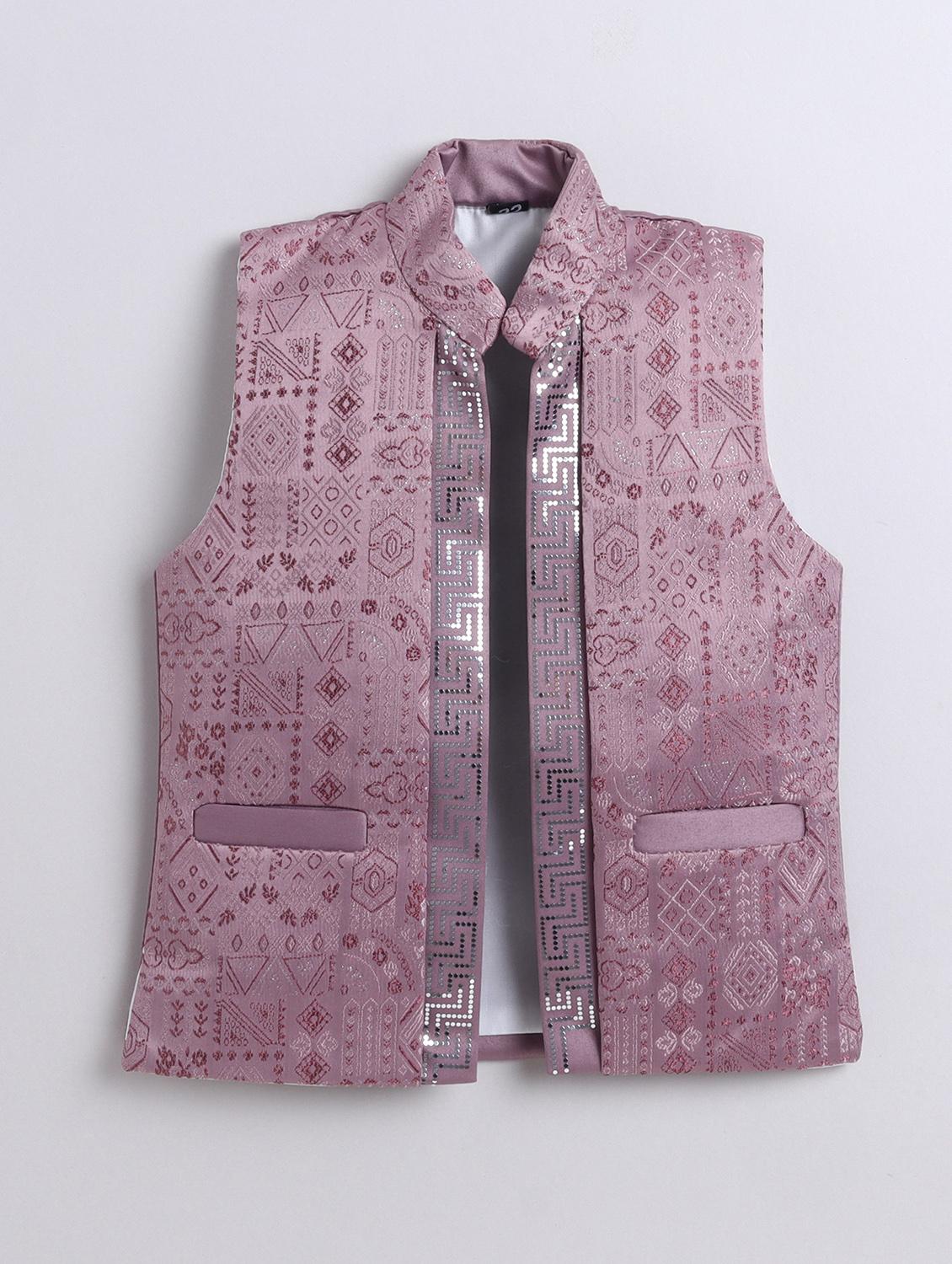 boys kurta and trouser with embroidered nehru jacket - 22003803 - Standard Image - 3