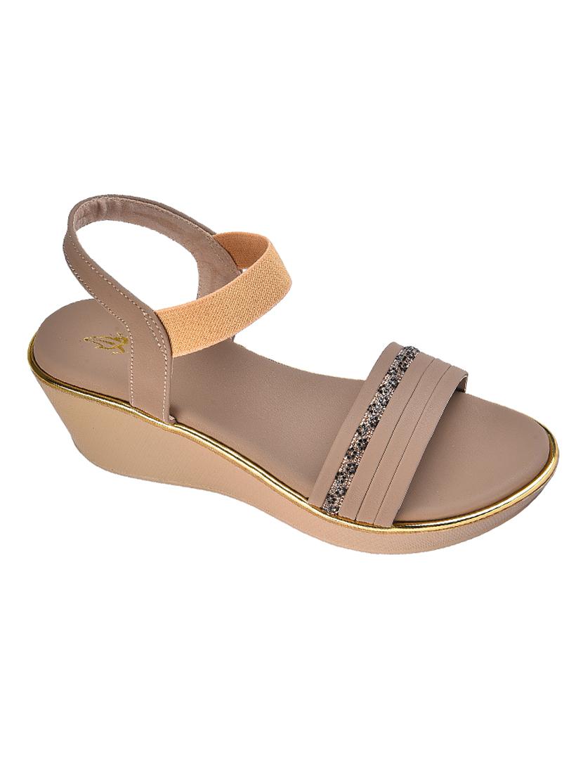 women nude back strap platforms wedge