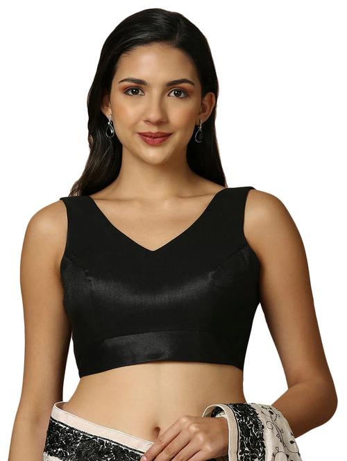 women solid v-neck sleeveless stitched blouse - 22003852 - Standard Image - 0