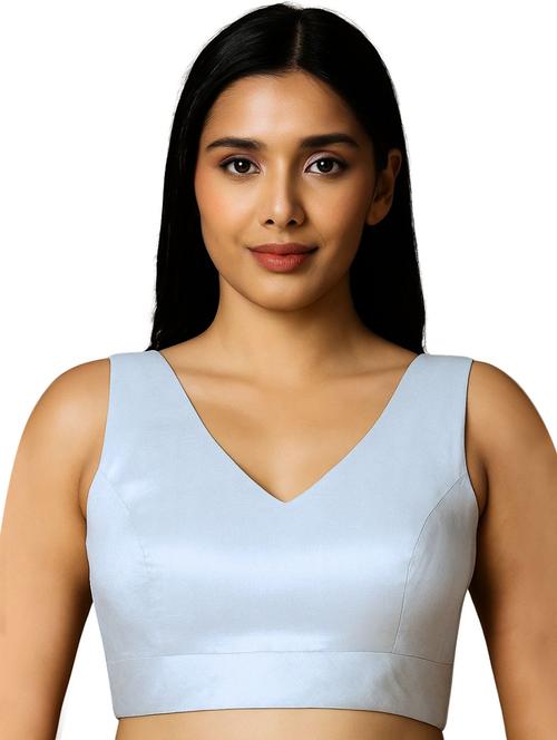 women solid v-neck sleeveless stitched blouse - 22003864 - Standard Image - 0
