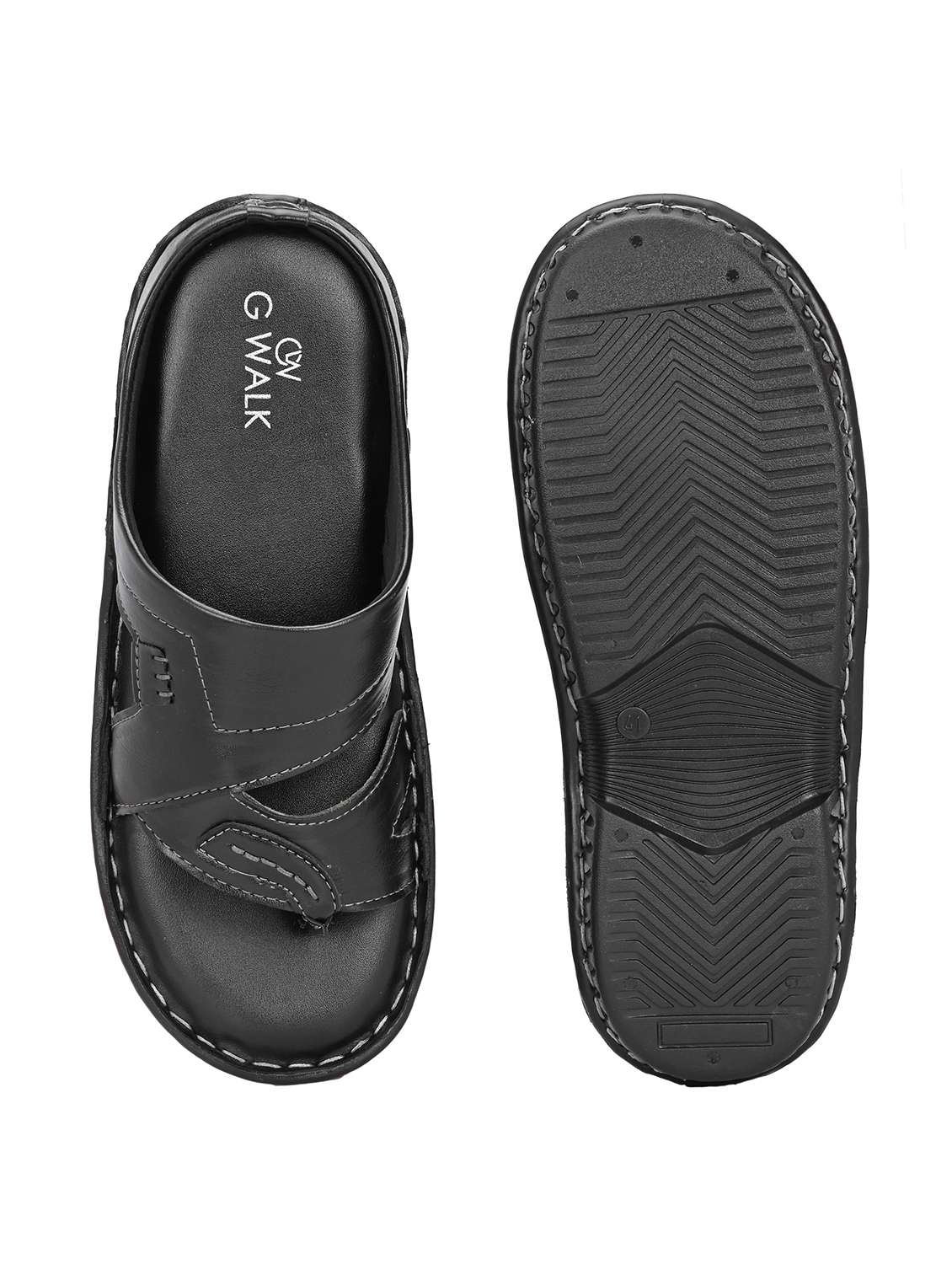 black synthetic slip on sandals - 22003875 -  Standard Image - 5