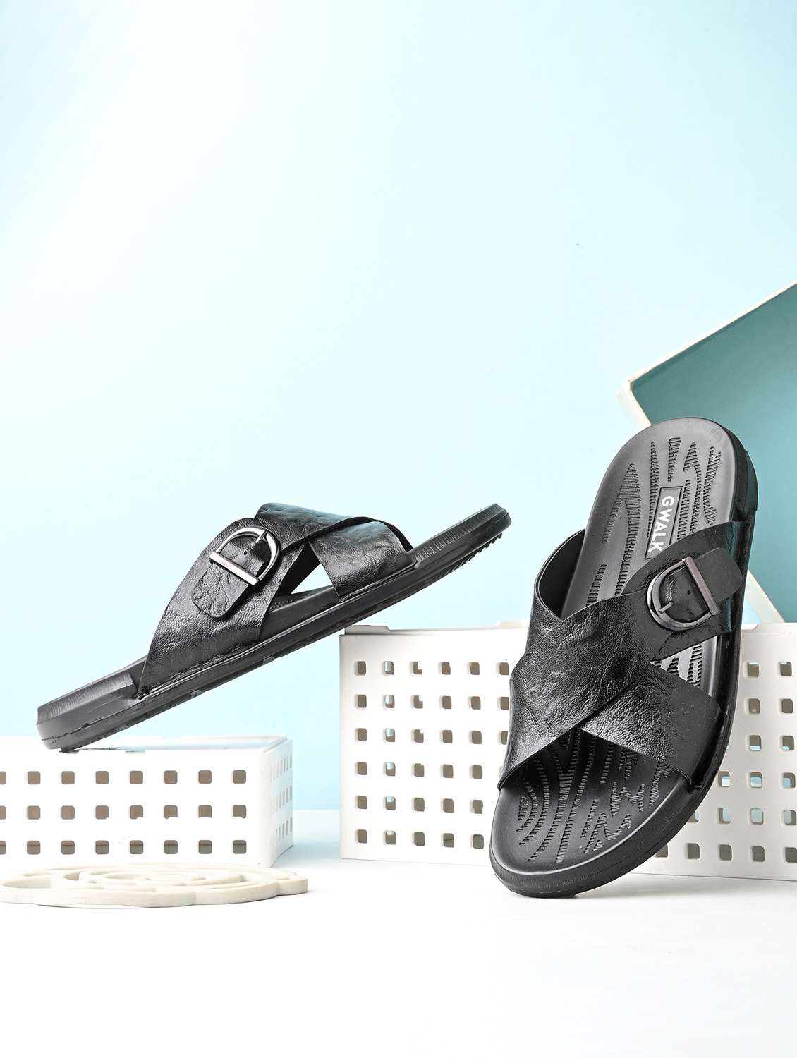 men textured slip on sandal - 22003892 -  Zoom Image - 0