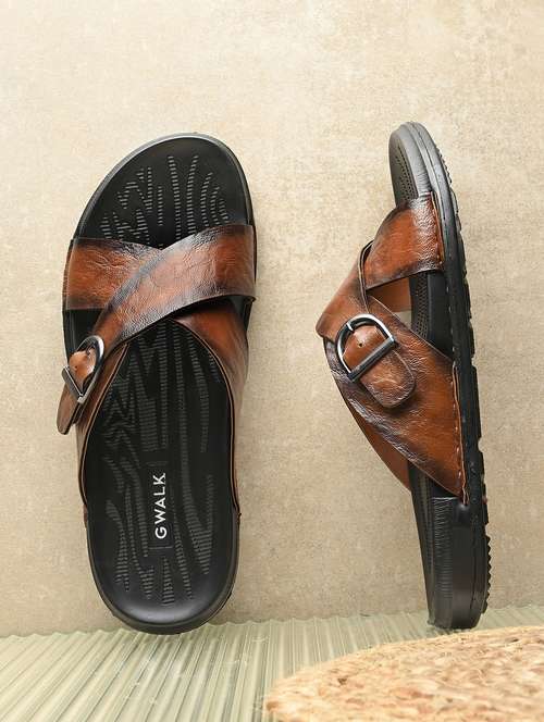 men tan slip on sandal - 22003894 -  Standard Image - 0