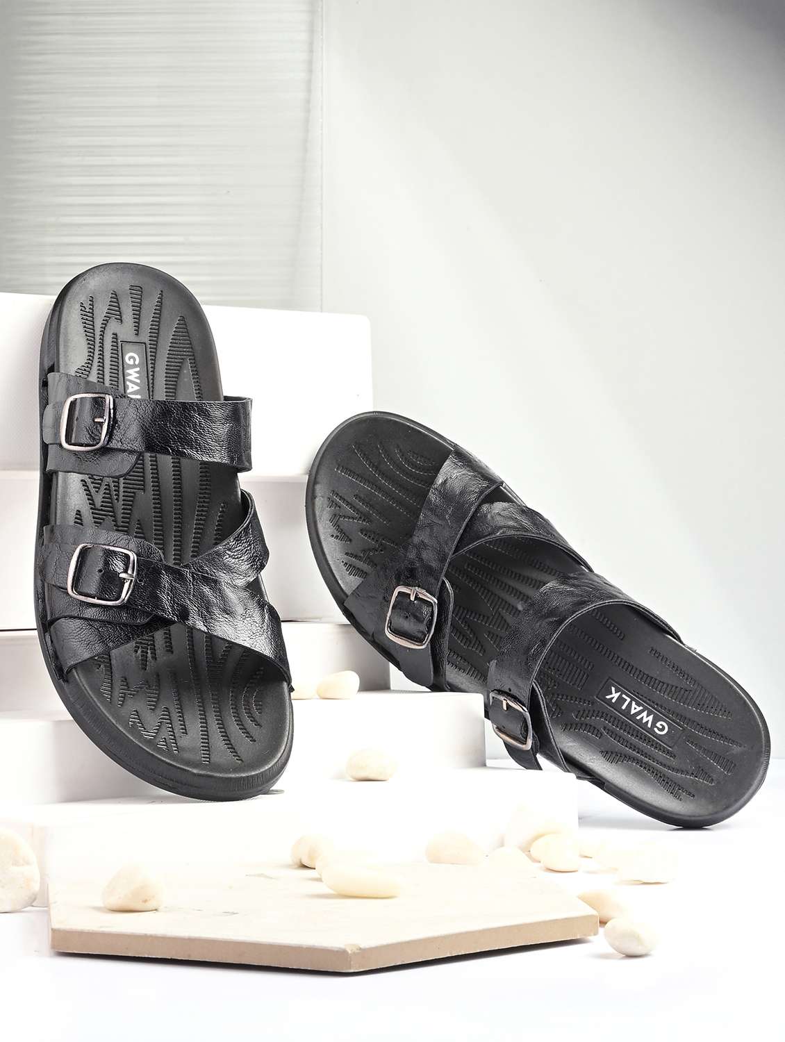 men black slip on sandal - 22003895 -  Zoom Image - 0