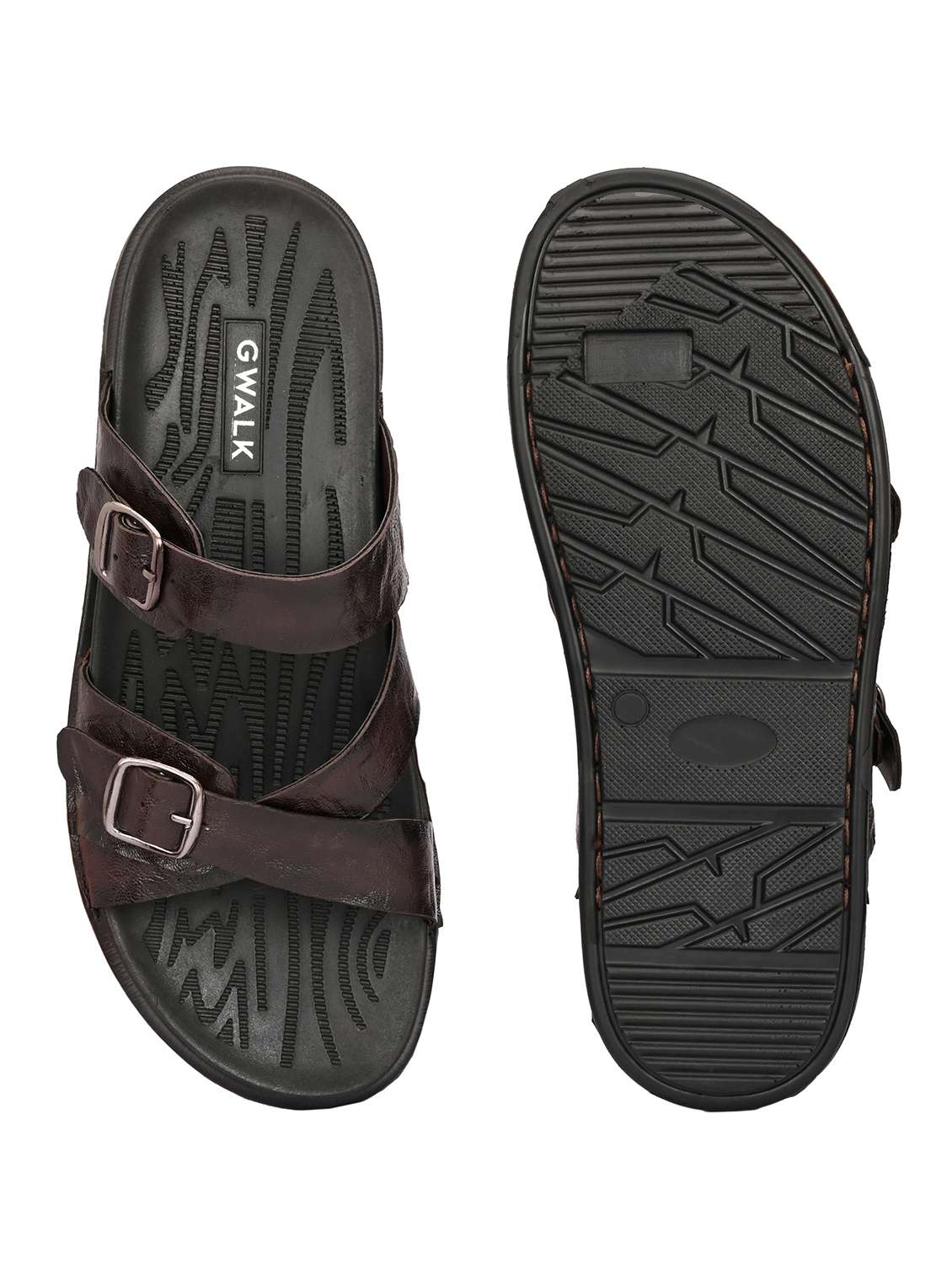 men brown slip on sandal - 22003896 -  Standard Image - 5