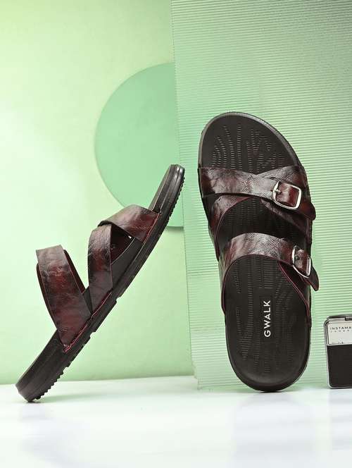 men burgundy slip on sandal - 22003897 -  Standard Image - 0