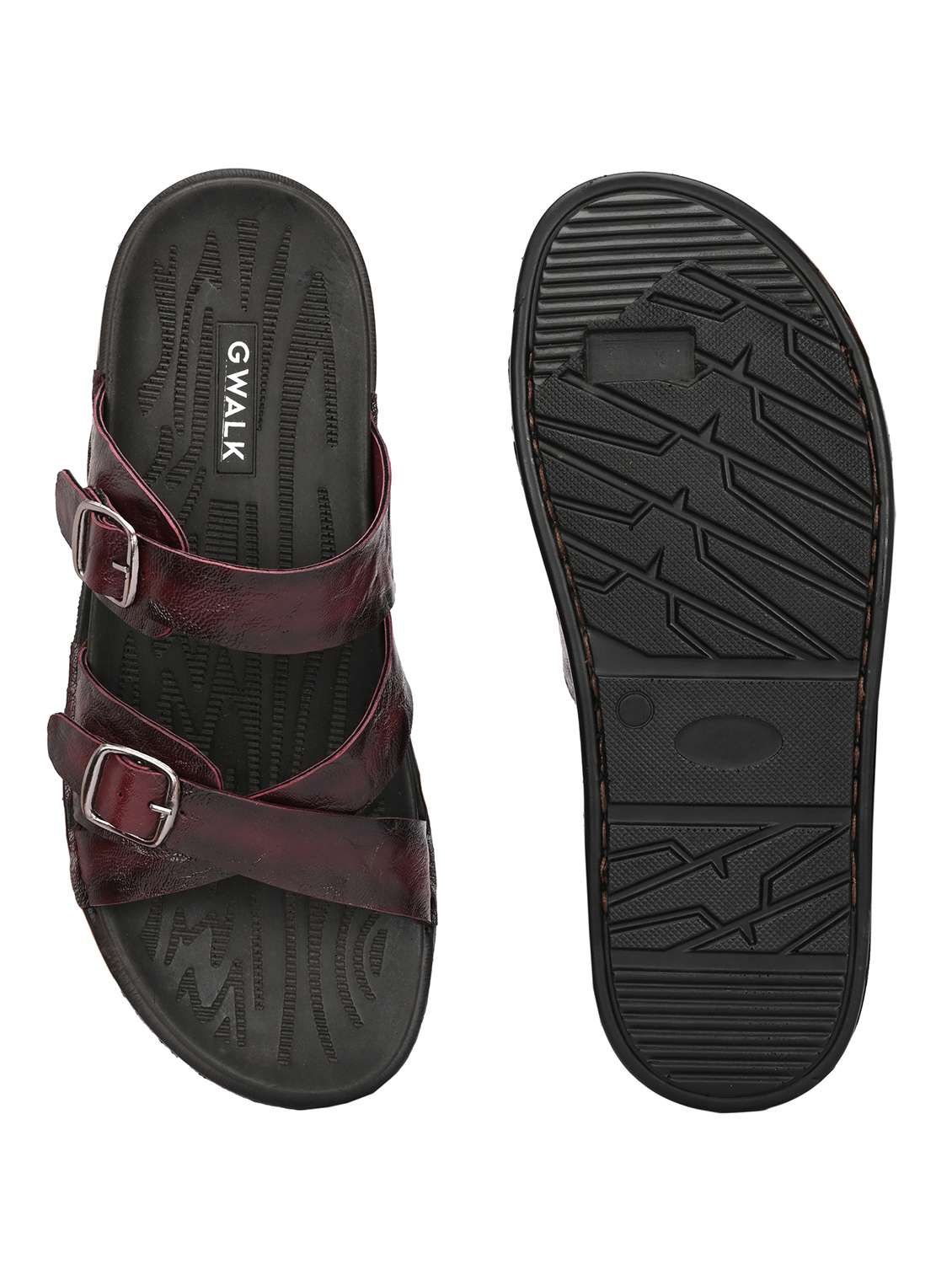 men burgundy slip on sandal - 22003897 -  Standard Image - 5