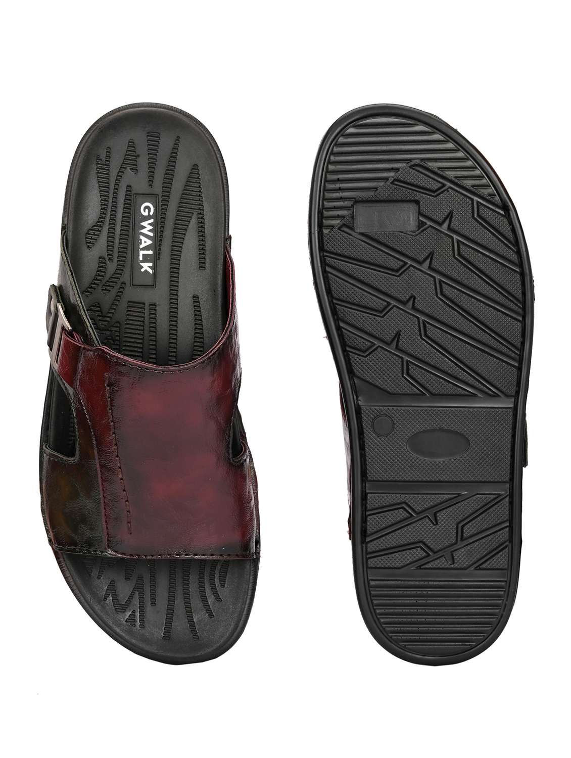 men burgundy slip on sandal - 22003902 -  Standard Image - 5