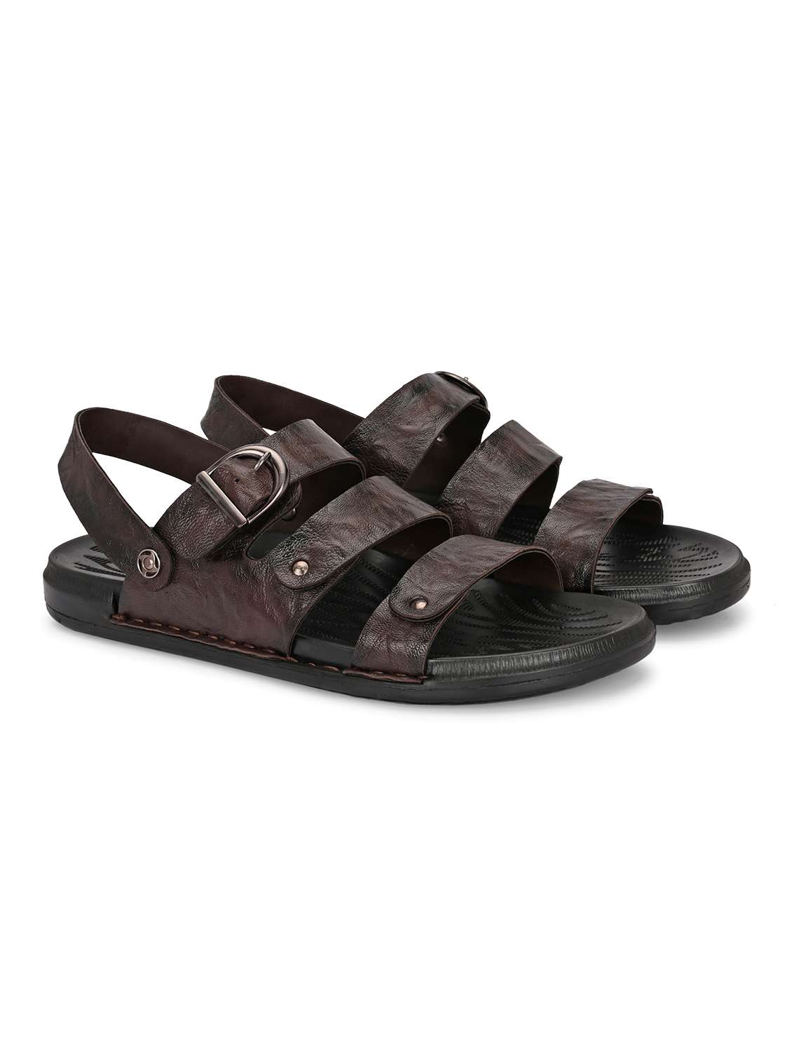 men brown back strap sandal - 22003905 -  Standard Image - 3