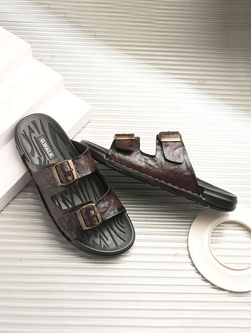 men brown slip on sandal - 22003908 -  Standard Image - 0